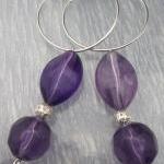 Pretty Purple Beaded Hoop E..