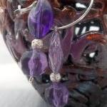Pretty Purple Beaded Hoop E..