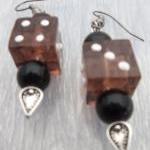 Amber Glass Dice Earrings ~..