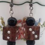 Amber Glass Dice Earrings ~..