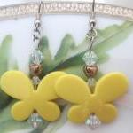 Yellow Butterfly Earrings f..
