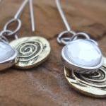 Brass and glass Dangle Earr..