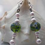 Green Floral and pearl bead..