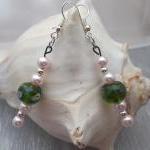 Green Floral and pearl bead..