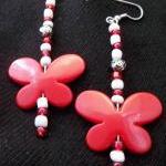 Red and White Butterfly ear..
