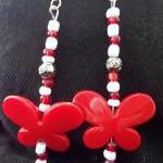 Red and White Butterfly ear..