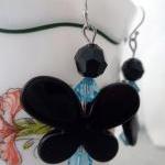 Black Butterfly with teal b..