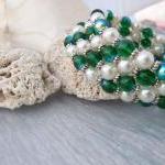Peacocks and Pearls bracele..