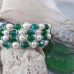 Peacocks and Pearls bracele..