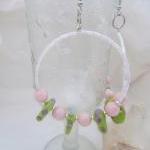 Pink and Green Lampwork ear..