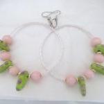 Pink and Green Lampwork ear..