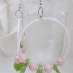 Pink and Green Lampwork ear..