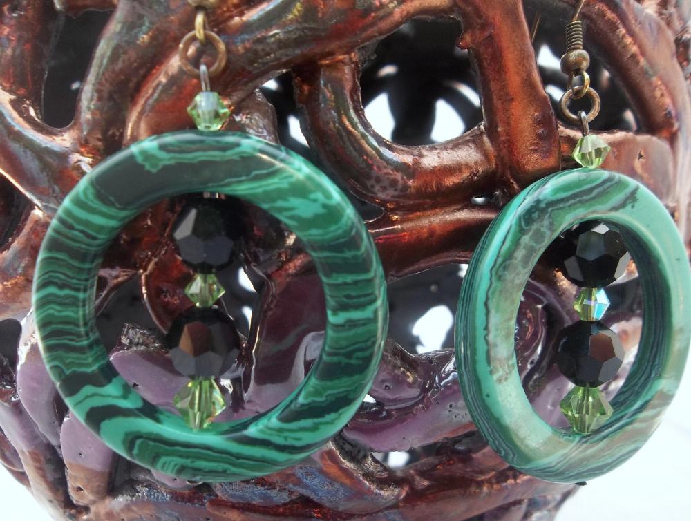 Green and Swarovski Earrings