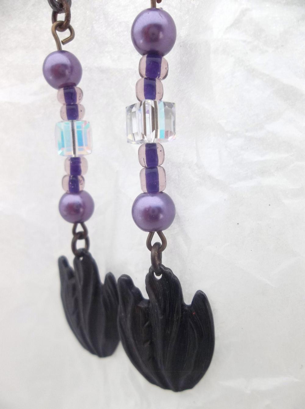 Vintage-look Tulip and Crystal Dangle Earrings