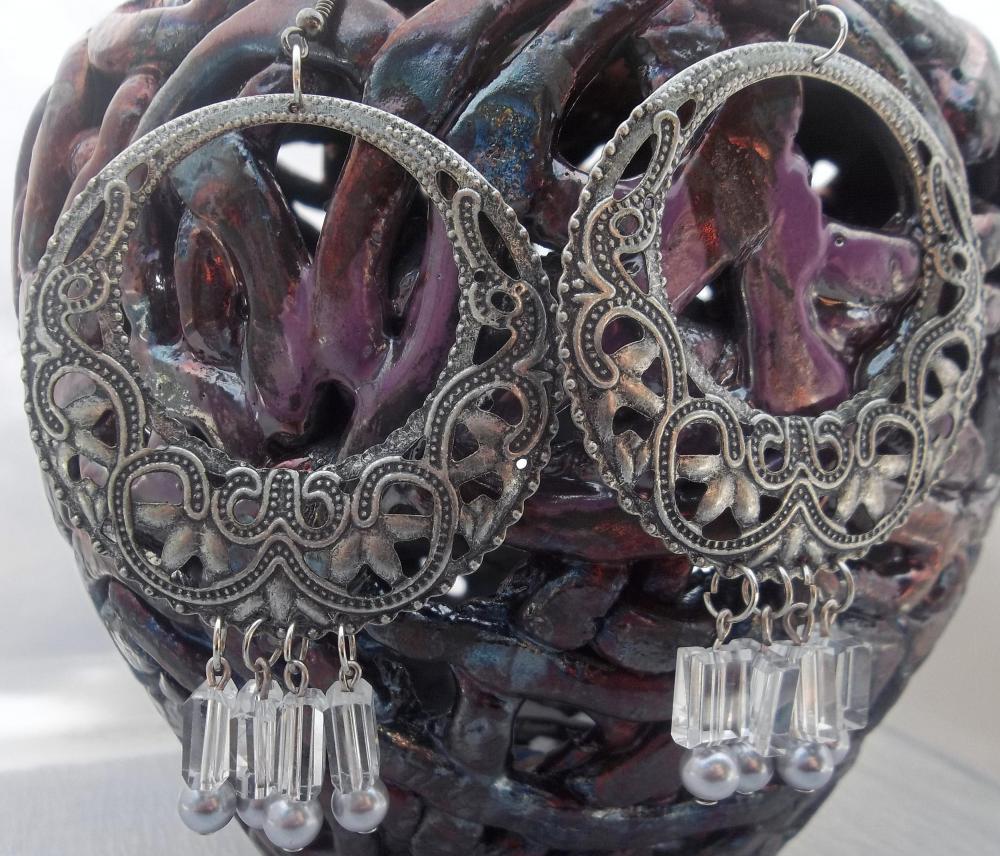 Stunning! Gray Chandelier Earrings