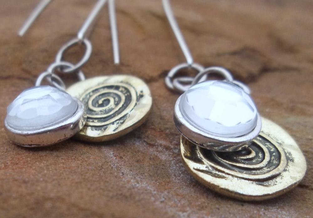 Brass and glass Dangle Earrings
