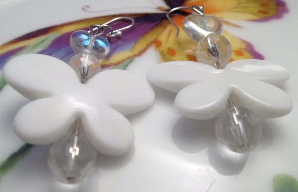 White Butterfly Earrings