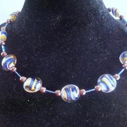 Brown on Blue Choker